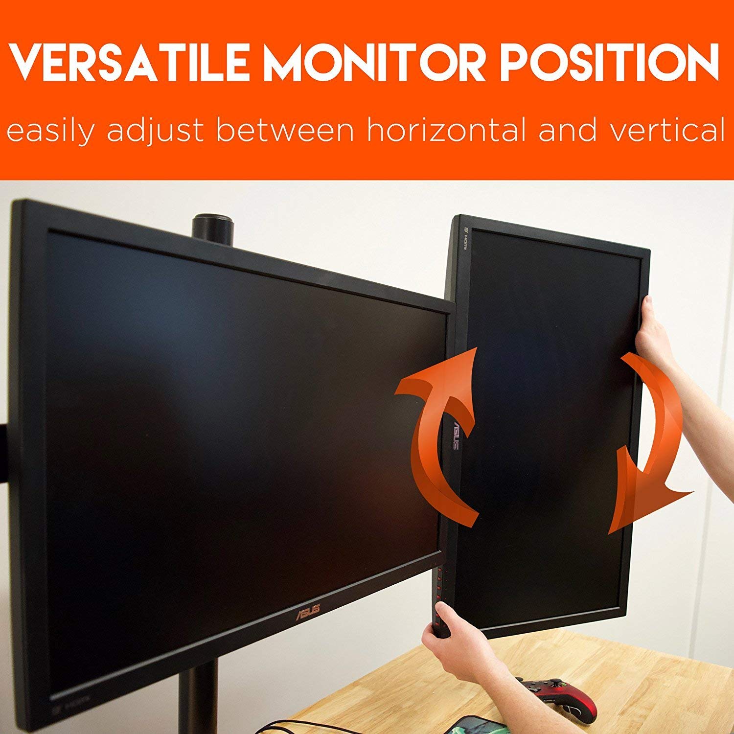ECHOGEAR Triple Monitor Desk Mount Stand for 3 Screens Up to 27