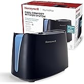 Honeywell Cool Moisture Humidifiers for Bedroom, Medium Rooms, 1.1 Gallon, Invisible Moisture Humidifier for Baby, Kids, Quiet, Easy to Clean, UV Technology, Black, HCM350B