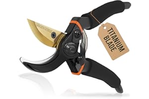 GARDEN GENIUS Heavy Duty Bypass Pruning Shears – Premium Titanium Coated High Carbon Steel Garden Shears with Soft Grip for Indoor & Outdoor Plants, Roses & More | Handheld Pruning Shears, Ideal Gift for Gardeners