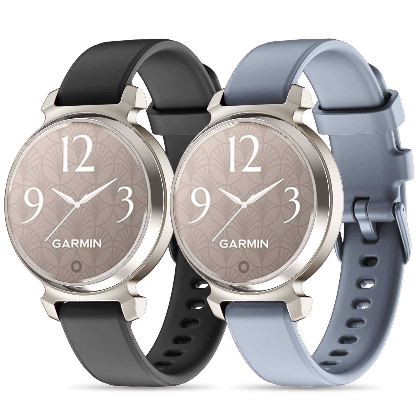 Compatible with Garmin Lily 2 Silicone Band, 2 Pack Quick Release Soft Rubber Replacement Adjustable Sport Straps Compatible for Garmin Lily 2 Classic Smart Watch Accessory for Women