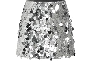 CIDER Sequin Mid Waist Sparkle Skirt Party Club Night Out Mini Skirt for Women Trendy