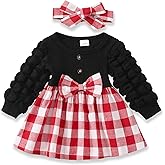SODLON Baby Girl Clothes Infant Dresses Newborn Fall Winter Outfits Plaid Dress Cute Birthday Princess Dresses for Girls