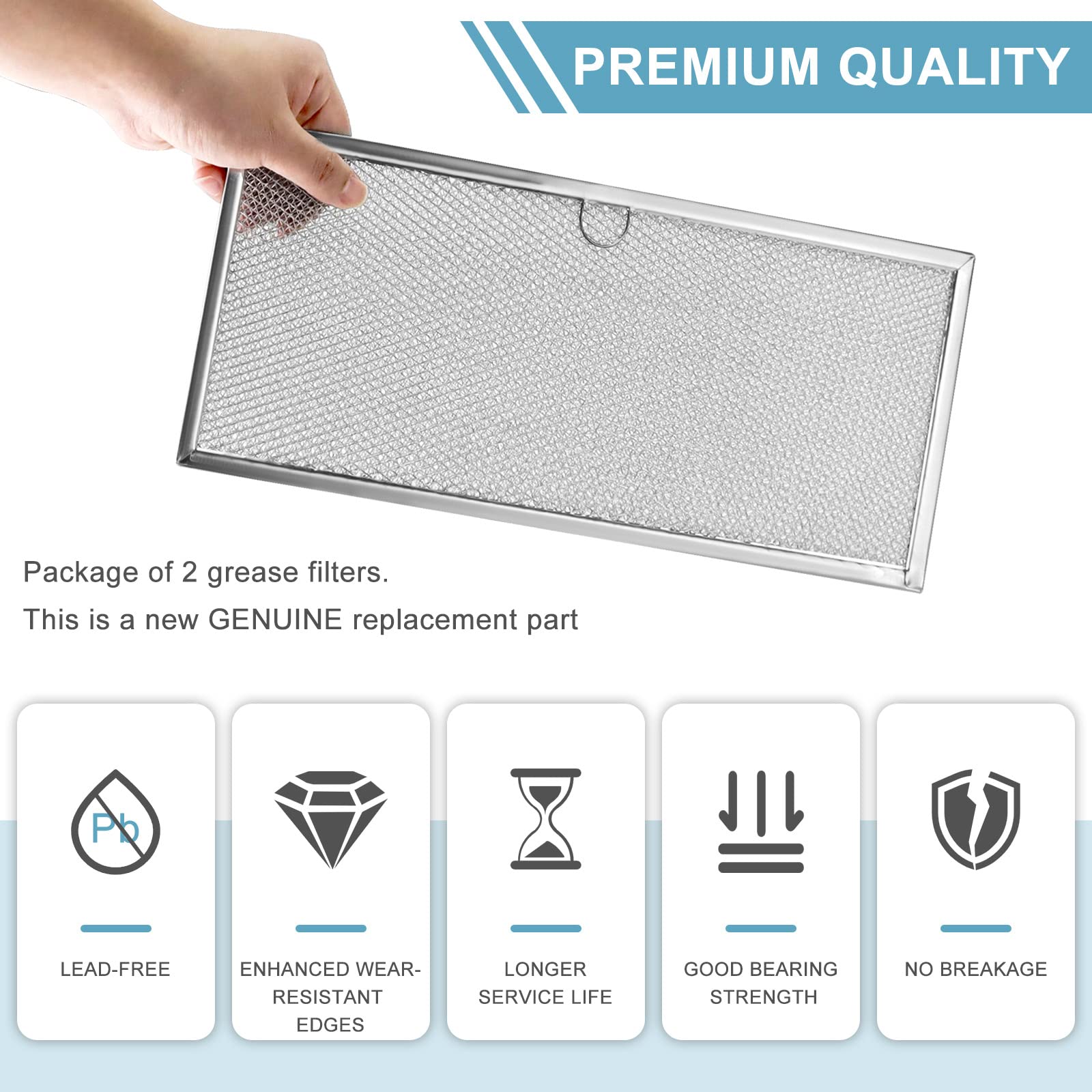 Fits for Jenn.Air 71002111 Downdraft Range Hood Grease Filter by AMI PARTS - Microwave Oven Aluminum Mesh Grease Filter 15 5/8