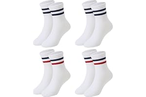 American Trends Kids Athletic Boys Girls Crew Socks Toddler Striped Socks School Uniform Socks 4 Pairs 4-12 Years