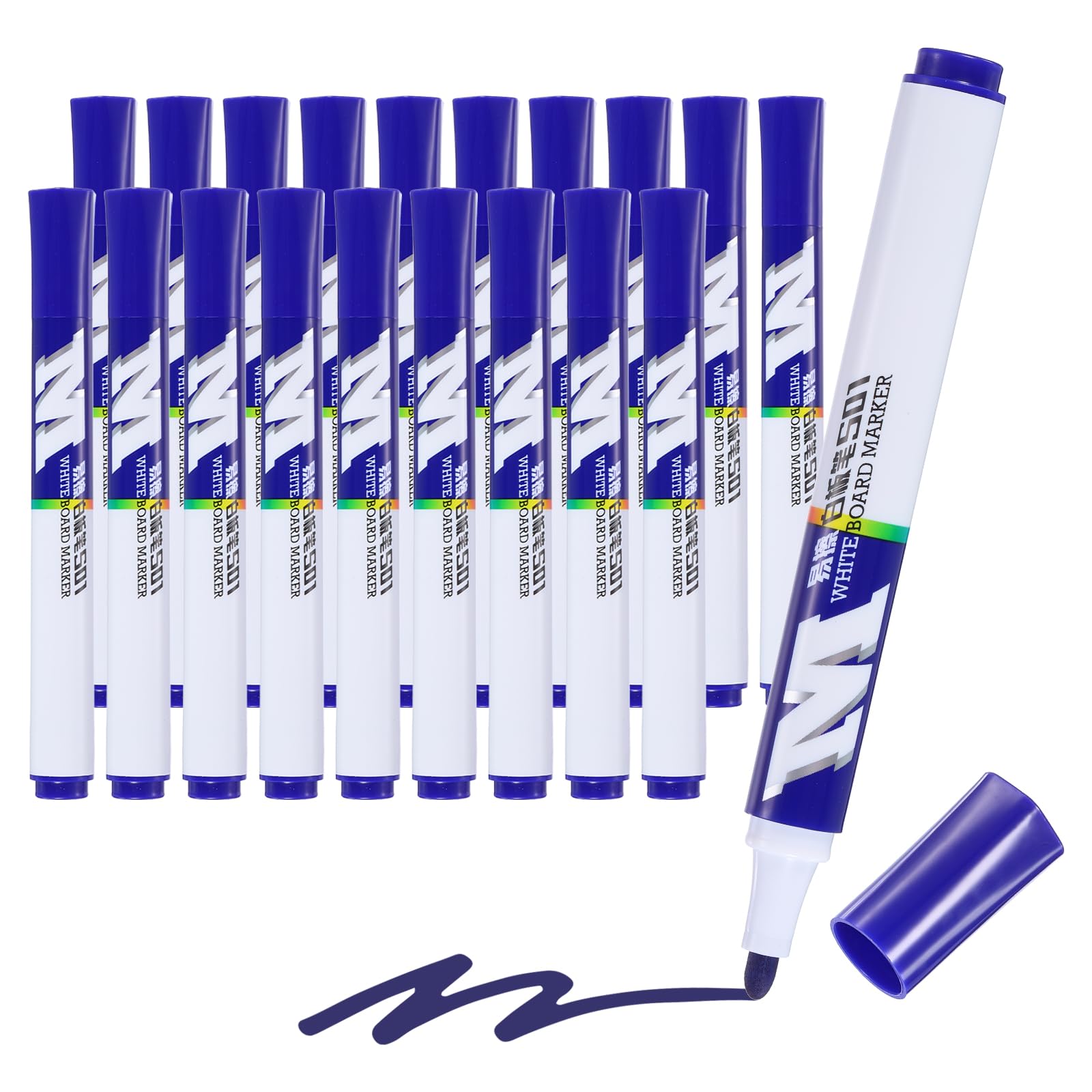 M&G Dry Erase Markers, 20 Pack Low Odor White Board Markers Whiteboard Marker Fine Tip Marking Pens for Classroom Office Meeting Home, Blue