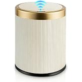 Pukomc Automatic Motion Sensor Trash Can with Lid | 3.5 Gallon Touchless Trash Bin,White Plastic Wastebasket,Smart Garbage Can for Bedroom,Office,Dorm