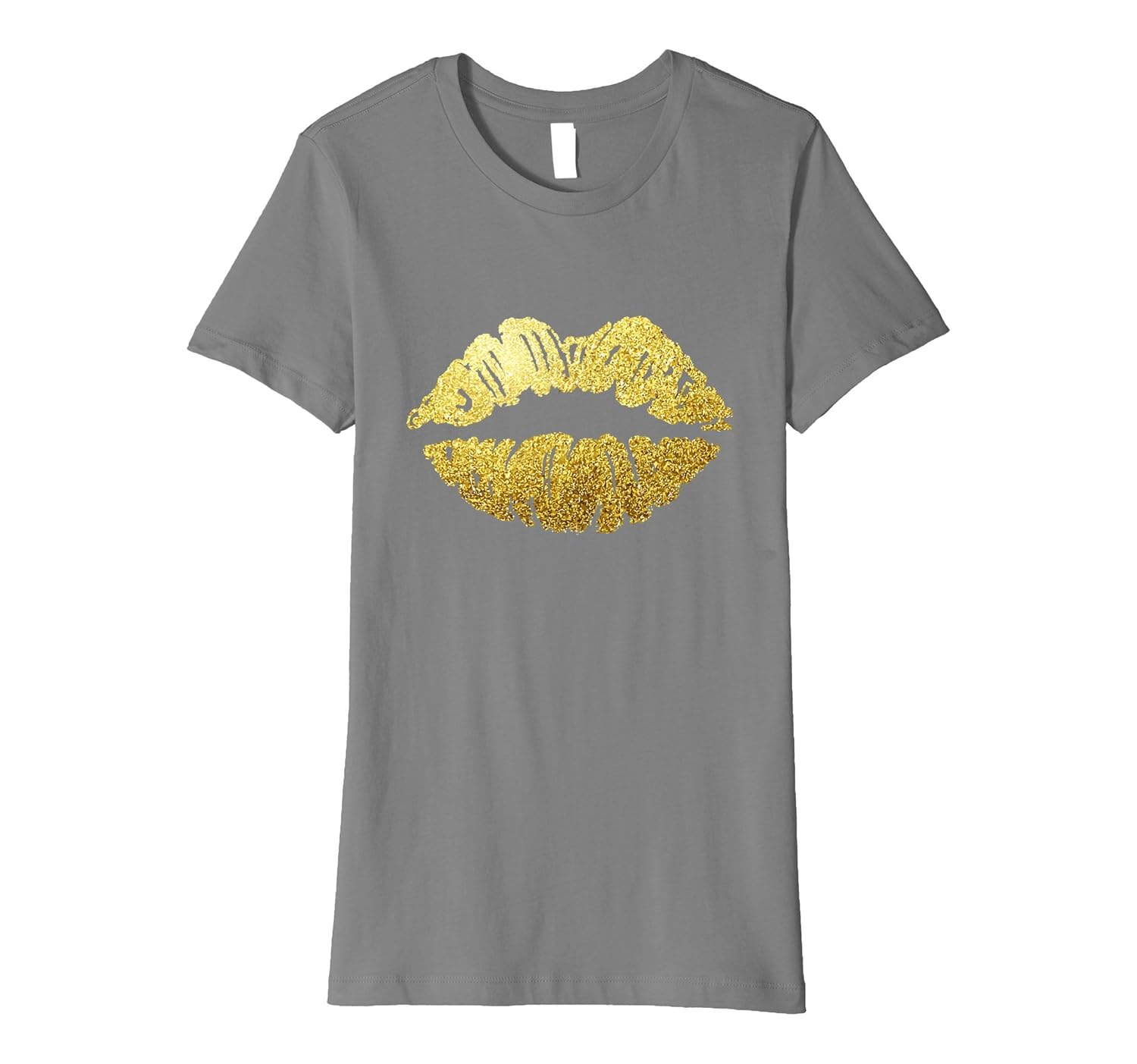 Womens Gold Lips T-Shirt Women's Lips Glitter T-shirt Fashion-ANZ