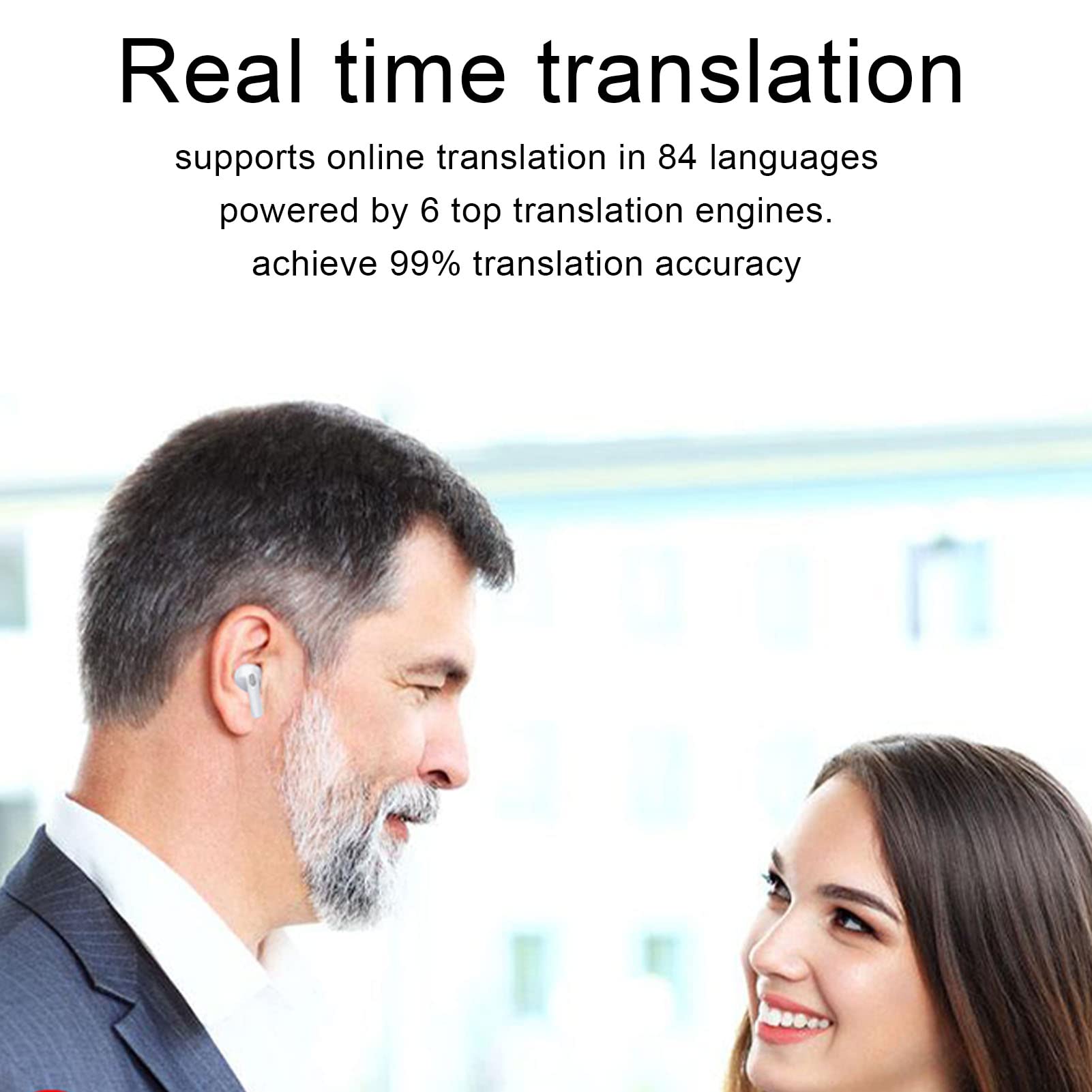 Zunate Y113 Earbuds Language Translator, Supports 114 Languages 3 Translation Modes, Voice Language Translator with Bluetooth, for Business Travelling(White)