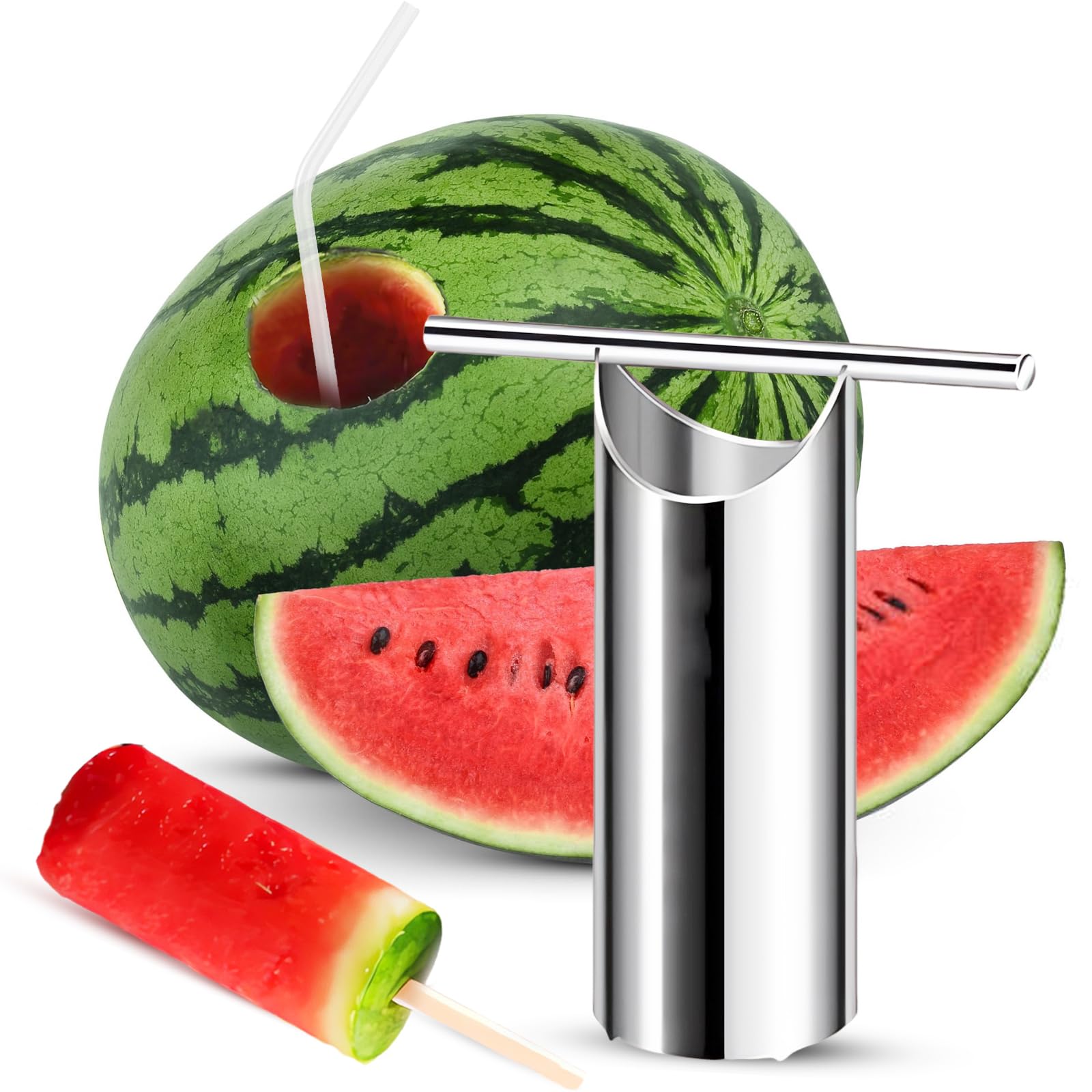 Photo 1 of Stainless Steel Watermelon Cutter - Easy To Juice- Watermelon Puncher with Round-Shape Slice - Creative Melon Opener - Making Juicing Accessories