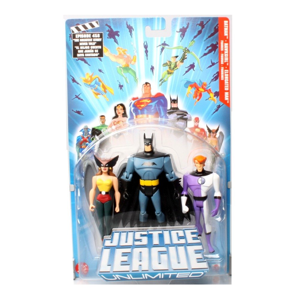 Justice League Unlimited 4.75 Figura 3 paquetes: Batman, Hawkgirl, hombre alargado