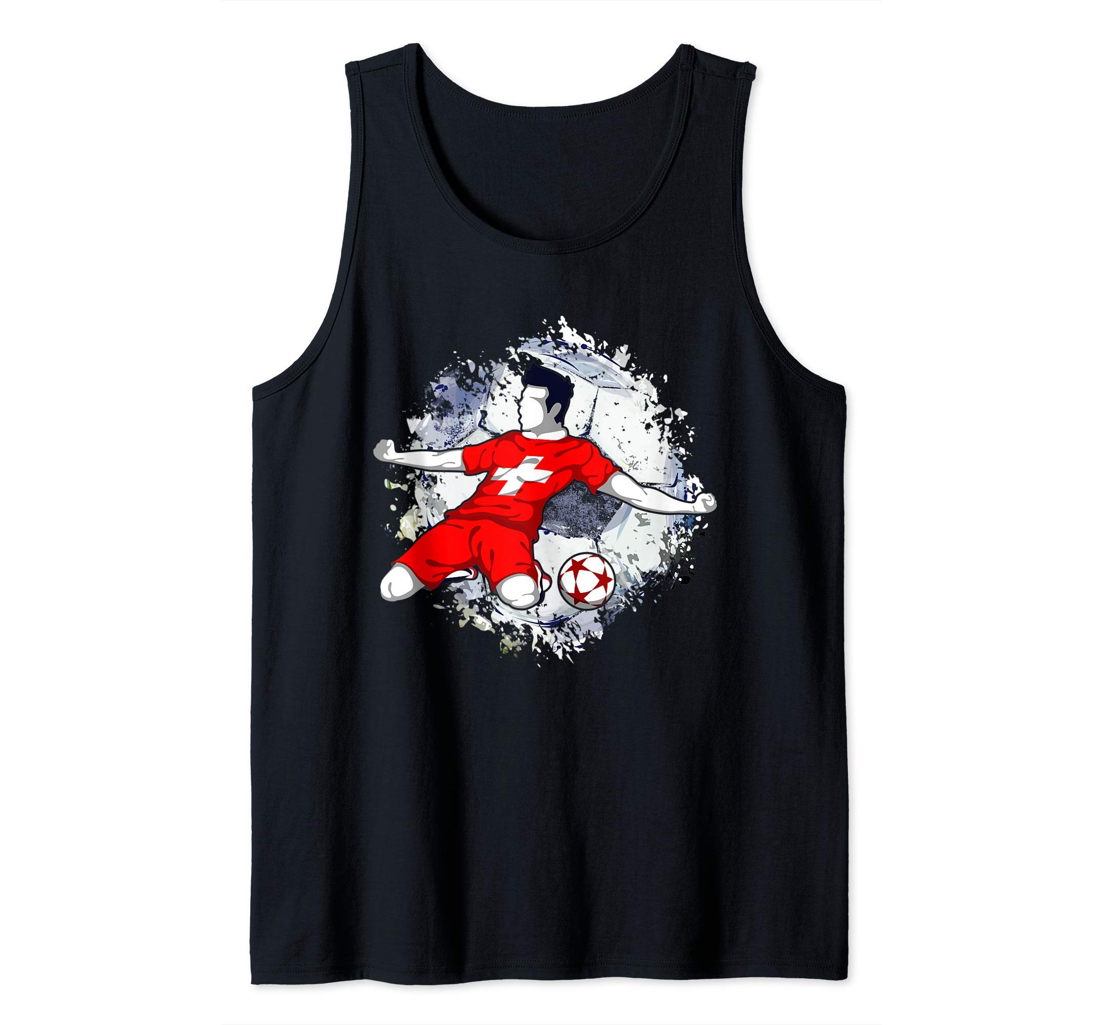 Switzerland Soccer Swiss National Flag Football Striker Art Tank Top