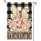 AVOIN colorlife Easter Garden Flag 12x18 Inch Double Sided Outside, Rabbit Ears Spring Welcome Yard Outdoor Decoration