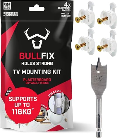Bullfix TV Kit Plasterboard Fixings for TV Bracket Heavy Duty 116kg