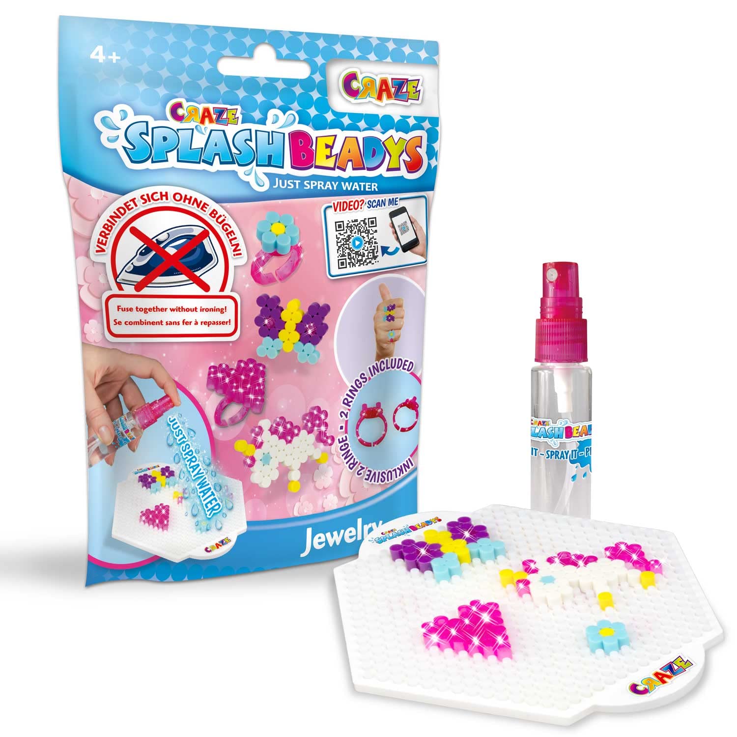 CRAZE Splash BEADYS 26038 Foilbag Starter Pack Children's Jewellery Iron-On Beads Set for Crafts Beautiful Colours