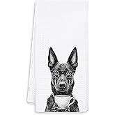 OSLYSOF Funny Belgian Malinois Kitchen Towels, Belgian Malinois Gifts Dish Tea Towels, Black and White Dog Lovers Owner Gifts Hand Towel for Kitchen, Coffee Bar Station Decor, 16x24 Inch