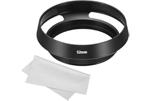 PATIKIL 52mm Lens Hood, Standard Vented Matte Surface Anti-Reflective Inside Hood with Cleaning Cloth for Camera Lens, Black 