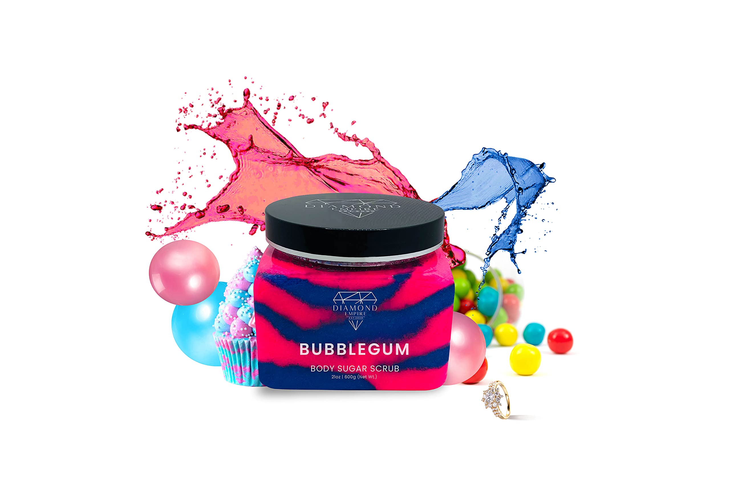 Diamond Empire Organic Bubblegum Body Sugar Scrub with Surprise Jewellery Inside (Surprise Jewelry Valued up to £2,500) (Ring L/M)