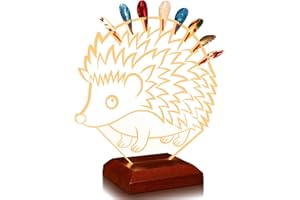 CoolGift Mart Light Up Guitar Pick Holder, Acrylic Little Hedgehog Pick Holder with Wooden Base for Picks Storage and Display, Gift for Guitar Players Guitarists