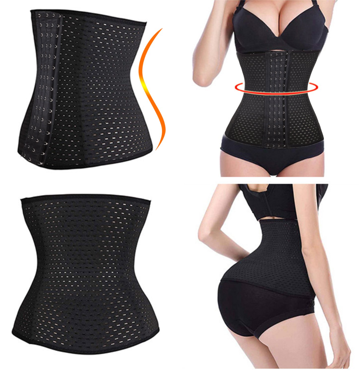 Waist Trimmer ab belt for faster weight loss back support girdle long torso plus size Postpartum shirt thermal thong vest plus size (3XL, BLACK)