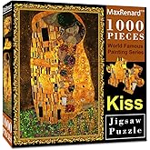 MaxRenard Game Jigsaw Puzzle 1000 Pieces Fine Art The Kiss Klimt Fine Artwork Challenge Family Game Fit Together Perfectly