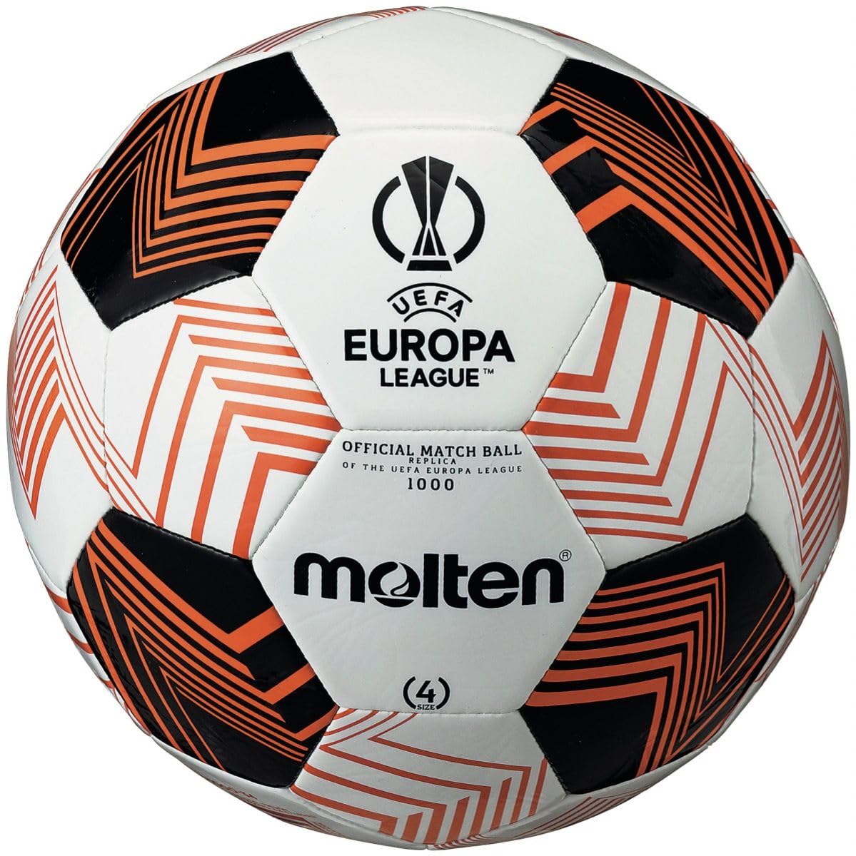 Molten 1000 UEL Football | UEFA Europa Leage Official Replica Match Ball | TPU Superior Shape and Air Retention | Size 4 - For Boys and Girls Aged 9 to 14, Orange
