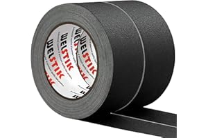 WELSTIK 2 Pack Black Gaffers Tape,2" X 33 Yards-10% Longer Gaffer Tape,Waterproof Matte Finish Gaff Tape,Non Reflective,Easy to Tear