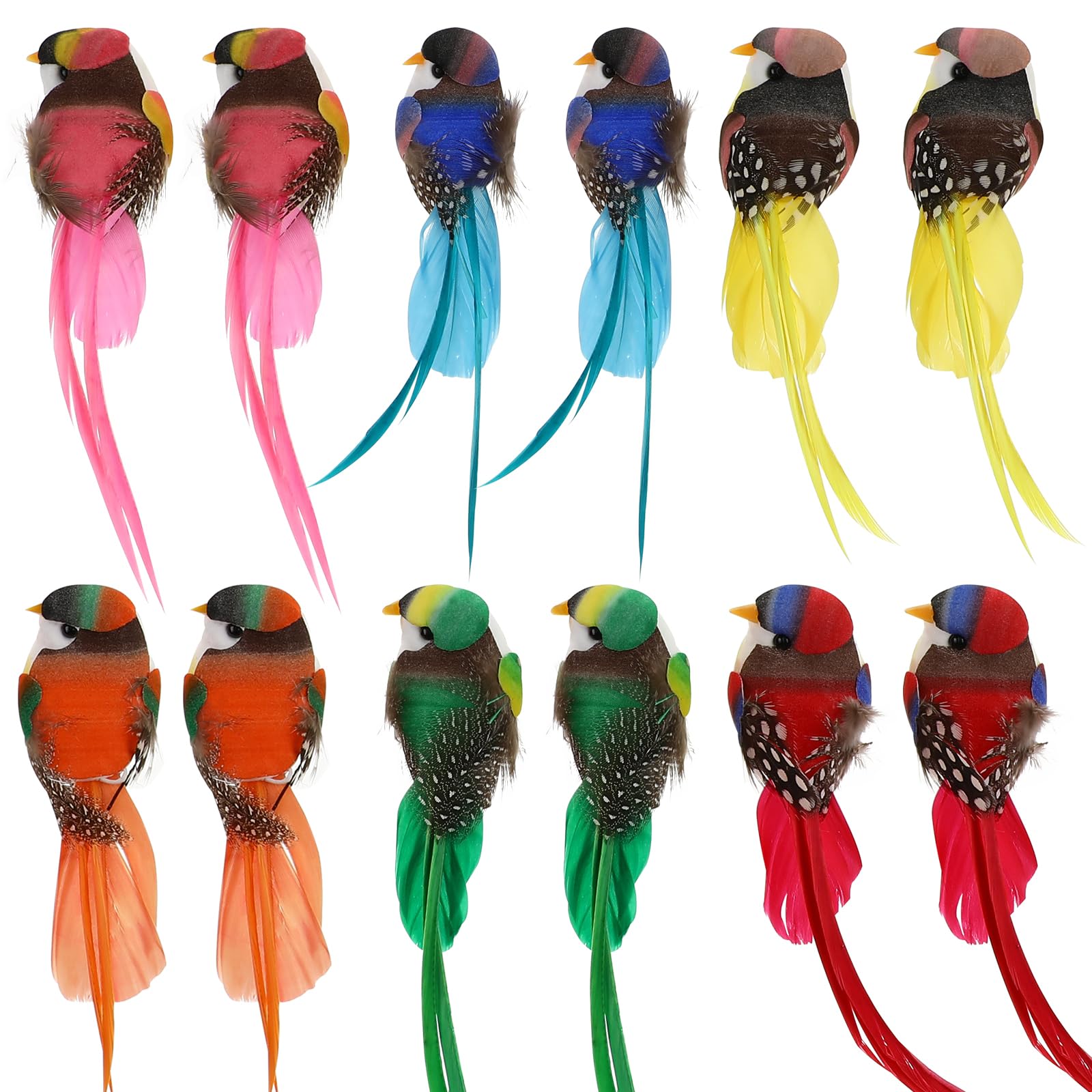 PRETYZOOM 12 Pcs Lifelike Simulated Birds Ornaments, Artificial Birds Lifelike Parrot Decor Fake Bird for Craft Gardening Art Crafts Photography Props