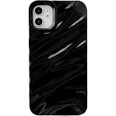 Caseative for iPhone 11 Case, Black | Water Ripple Pattern Curly Wave Shape Soft
