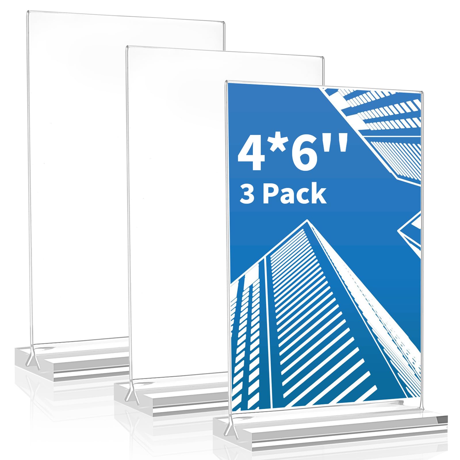 Photo 1 of Acrylic Sign Holder 4x6 Inch, 3 Pack Sign Holders Vertical , Double Sided Display Clear TableTop Sign Holder, Acrylic Paper Holder for Wedding Reception, Party Decoration, Numbers Picture Frames