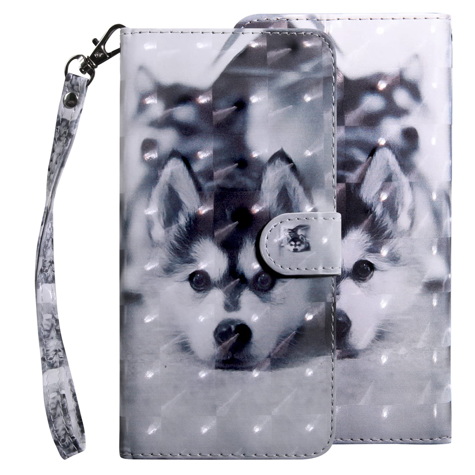 GLANDOTU Apple iPhone 7 Plus/6s Plus/6 Plus/8 Plus Case Flip Wallet PU Leather Cover with Magnetic Button Standing Funstion Full-Body Protective Phone Cases, Safflower