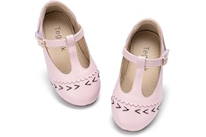 Tegeek Girls Toddler Little Kid Mary Jane Flats T-Strap School Uniform Dress Shoes