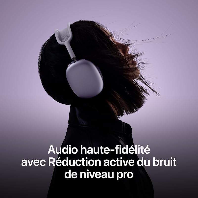 AirPods Max Casque Circum-auriculaire sans Fil, réduction Active du Bruit de Niveau Pro, Mode Transparence, Audio Spatial personnalisé, Recharge USB C, Lumière stellaire