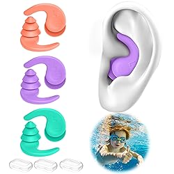 Kids Swimming Ear Plugs,3 Pairs Waterproof Reusable