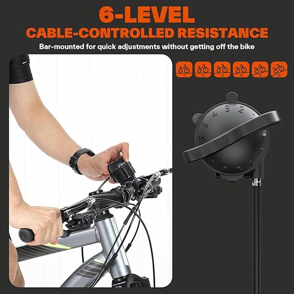SPORTNEER BIKE TRAINER – MAGNETIC STATIONARY BIKE STAND FOR 26-28″ & 700C WHEELS – ADJUSTABLE 6 LEVEL RESISTANCE BIKE TRAINER STAND FOR INDOOR RIDING WITH QUICK RELEASE LEVER & FRONT WHEEL RISER BLOCK
