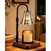 Marycele Black Candle Warmer Lamp with Timer, Vintage Home Decor Gifts Men | Fluted Glass Lamp for Vintange Decor, Adjustable height, Dimmer and 2/4/8H Auto Shut-off for Jar Candles, Thanksgiving Gifts