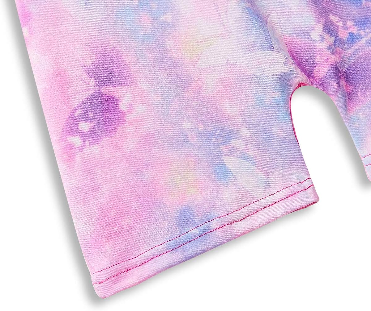 Leotards for Girls Gymnastics with Shorts Butterfly Unicorn Mermaid Dance Unitards Biketards Hotpink Black : Clothing