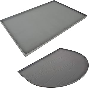 Leashboss Splash Mat and Fountain Mat – Silicone Dog Food Mat (Gray 25” x 17”) and Silicone Dog Water Mat (Gray 26” x 21”)