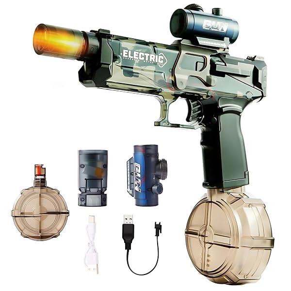 ELECTRIC TACTICAL WATER BLASTER WITH LED EFFECTS, 500ML...