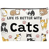 Mxrymvu Cats Themed Gift Makeup Bag Animal Lover Gifts for Woman Cat Gifts for Friends Sister Daughter Travel Cosmetic Bag Pouch Cats Mom Gift for Woman for Christmas Birthday Mothers Day
