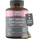 Beef Organ Supplement for Women | Ovary, Uterus & Reproductive Nourishment + Liver, Kidney & Heart for Cycle Harmony, Mood Ease & Feminine Energy | 90 Day Supply