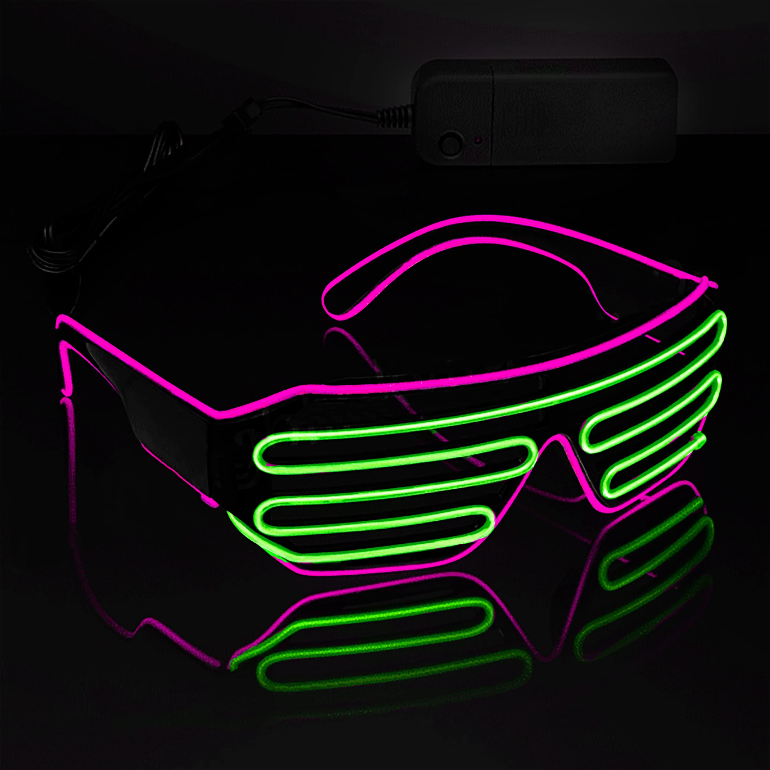 lumous rola 1PCS Led Glasses Light up El Wire Rave Shutter Glasses, Glow In Dark Flashing Led Sunglasses, Luminous Glasses For Parties, EDM, Halloween RB01 PATENTED