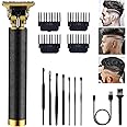 PXLISIE Professional Cordless Hair Trimmer, Hair Clippers for Men T Blade Trimmer Zero Gapped Trimmer Rechargeable Beard Trimmer Shaver Hair Cutting Kit with Ear Spoon Tool Set, Black
