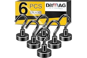 DIYMAG Black Magnetic Utility Hooks, 25Lbs Heavy Duty Rare Earth Magnet Hooks with Nickel Coating for Kitchen, Cruise, Classr
