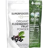 MRM Nutrition Organic Elderberry Fruit Powder | Superfoods | Immune superberry | Antioxidants + Fiber | Vegan + Gluten-Free | 45 Servings