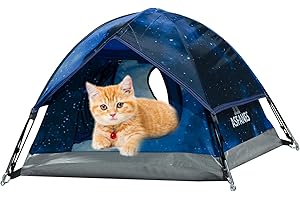 ASFANES Outdoor Waterproof Pet Camping Tent, Cave Bed for Indoor Cats and Small Dogs, Portable Cat House Dog House, 21.6x21.6x14.9'', Navy Blue, S.