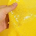 Partisout Sequin Fabric 3mm Sparkly Fabrics by The Yard Outdoor Little Mermaid Sequence Material for Dress Clothing Wedding Home Dec (3 Feet, Yellow)