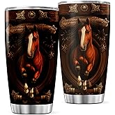 Galloping Horse Western Cowboy Design 20 Oz Tumbler Stainless Steel Cup For Lovers Equestrians And Ranch Style Enthusiasts Cool Hot Coffee Mug Iced Heat Travel