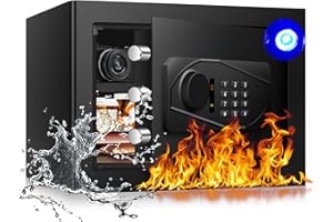 ToruKeep 1.3 Cu Ft Home Safe Box Fireproof Waterproof Digital Security Box Steel Construction with Electronic Keypad, Removable Shelf, Hidden Key Lock, LED Light for Document Money Jewelry Valuables