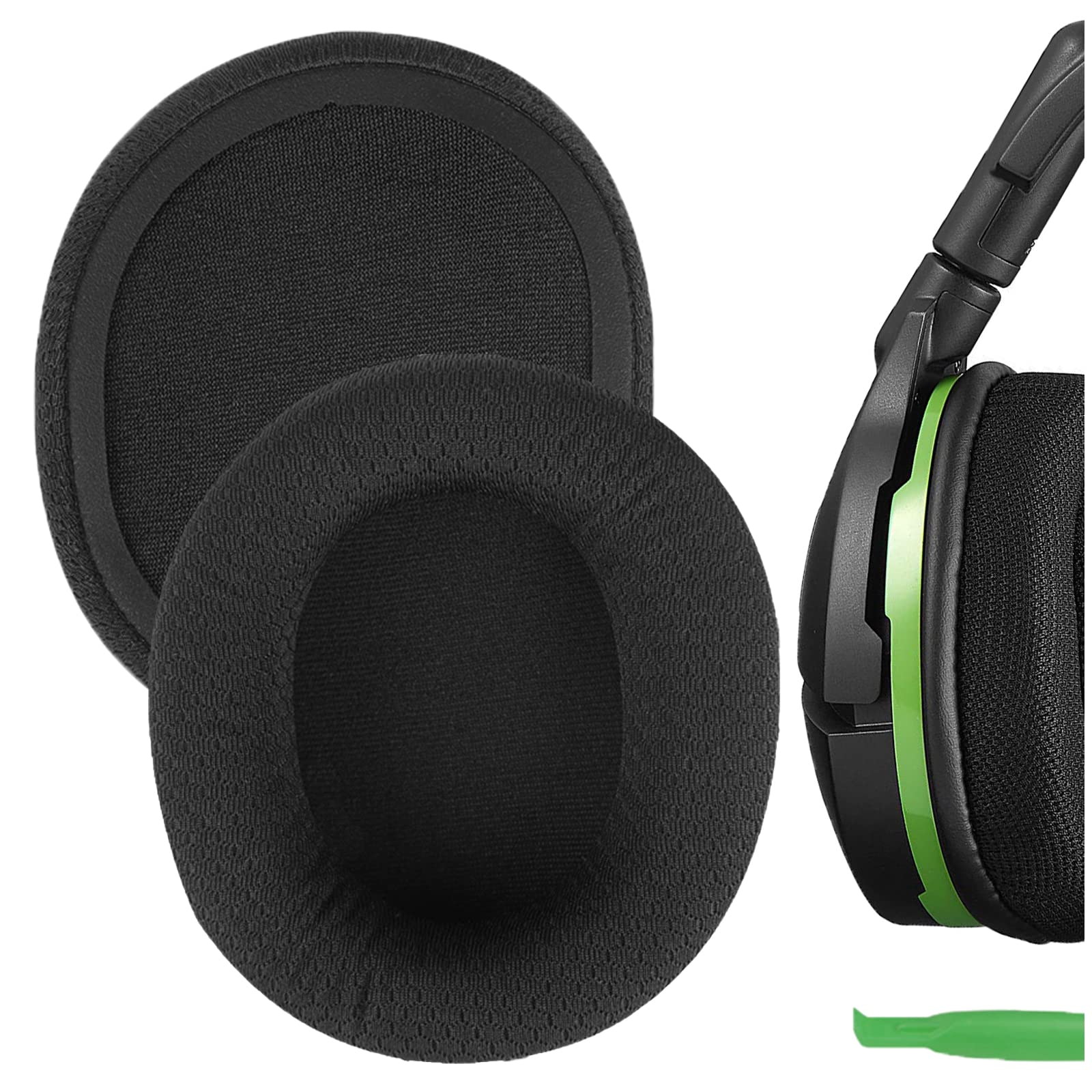 Geekria Comfort Mesh Fabric Replacement Ear Pads for Turtle Beach Stealth 600/ Stealth500/ Stealth400/ Stealth300 Headphones Ear Cushions, Repair Parts (Black)