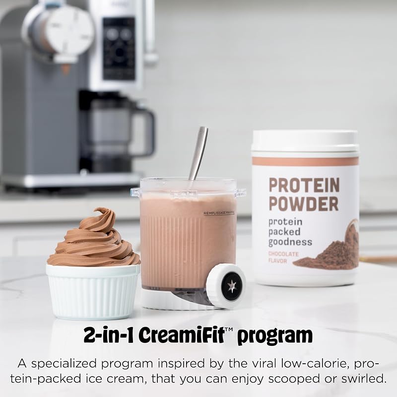 CREAMi Swirl - Macchina per gelato e servire, sorbetto, frappè, yogurt congelato, programma a basso contenuto calorico e altro, 13 in 1, manico morbido e 2 confezioni di crema Swirl da 453,6 g,